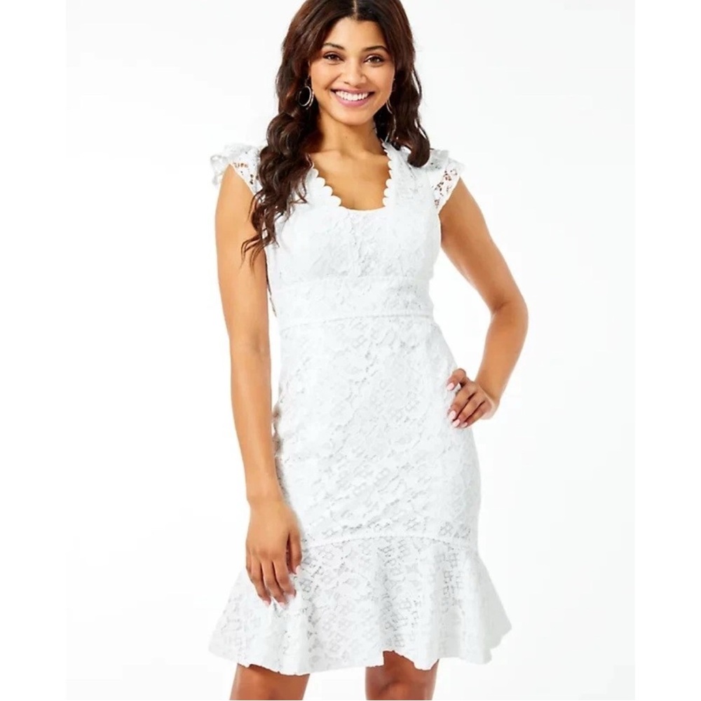 Lilly Pulitzer Marlyn Dress Hey Hey Bouquet Lace Resort White NWT